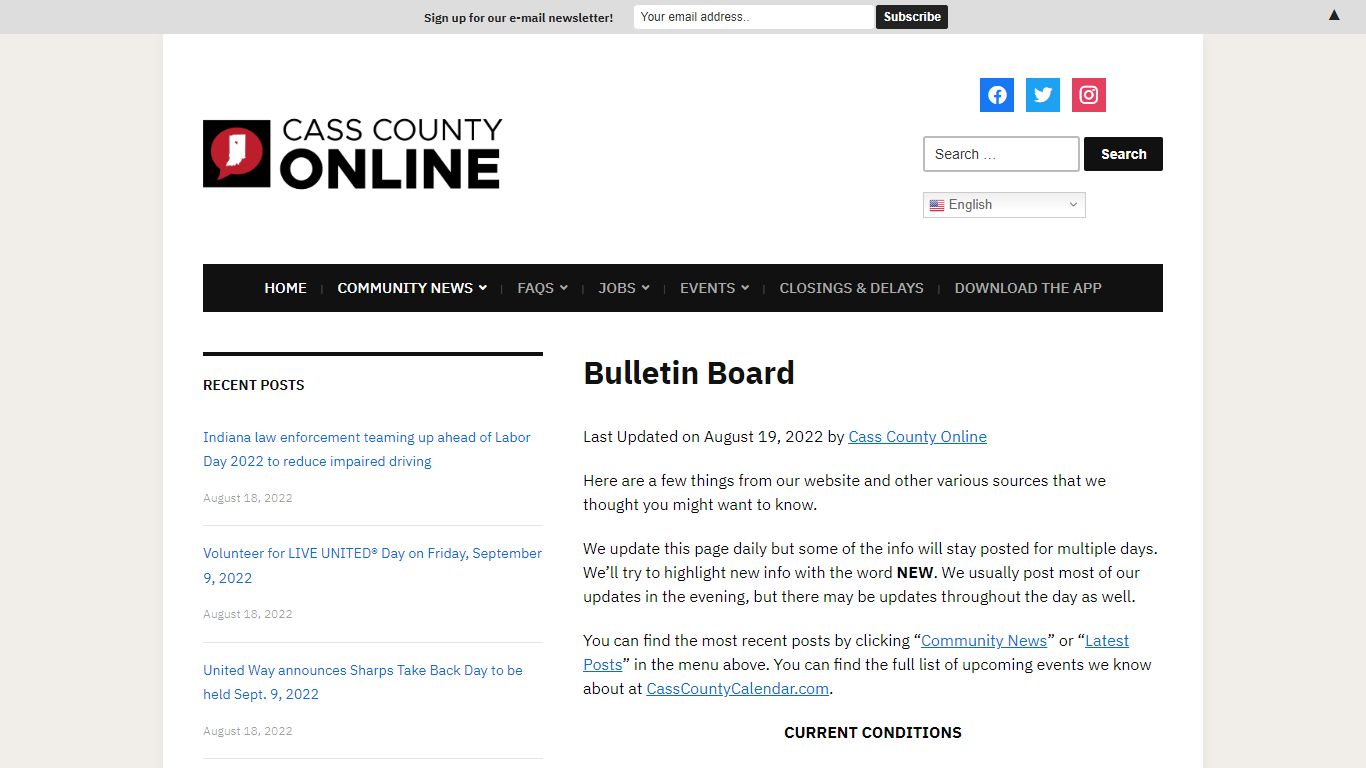 Bulletin Board · Cass County Online