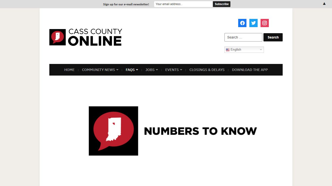 Numbers to Know · Cass County Online